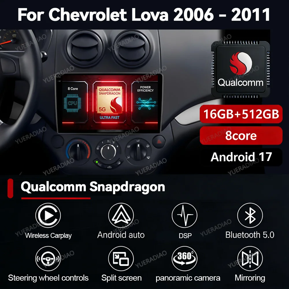 Radio para Auto Android 17 para Chevrolet Lova Captiva Gentra Aveo Epica 2006 - 2011 BT GPS NAVI 4G WIFI Reproductor Multimedia de Video 2DIN