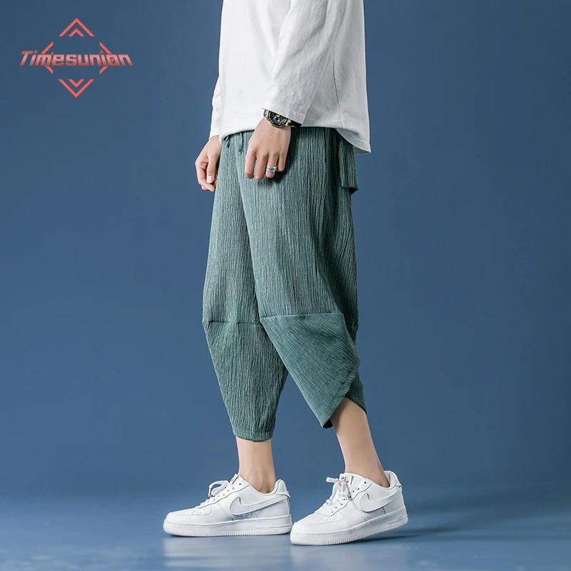 Loose Wrinkle Ice Silk Harem Pants Men's 2023 Japanese Fashion Men's Ladies Hip Hop Plus Size Wide Leg Pants Jogging Pants