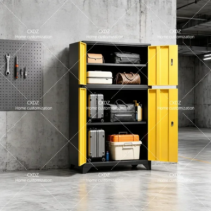 Large Capacity Wall Mounted Storage Cabinet for Garage Basement Underground Parking Tool Fishing Gear Organizer Utility