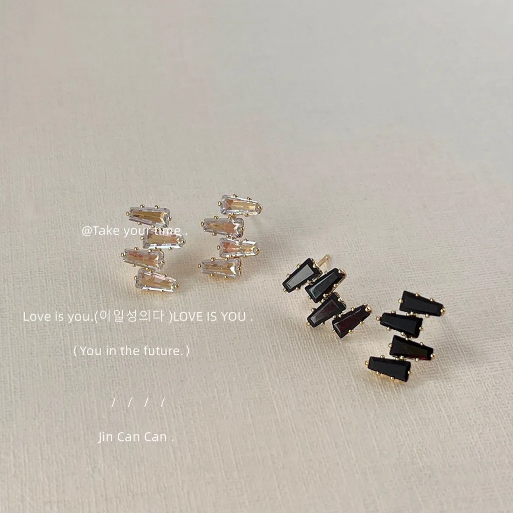 

14K irregular earrings plated with zircon silver needle