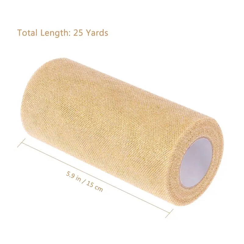 Rouleau de ruban en Tulle scintillant, 25 Yards, 15cm, pour réception-cadeau pour bébé, bricolage, artisanat, jupe de Ballet, chaise, Wakame, décoration de fête de mariage