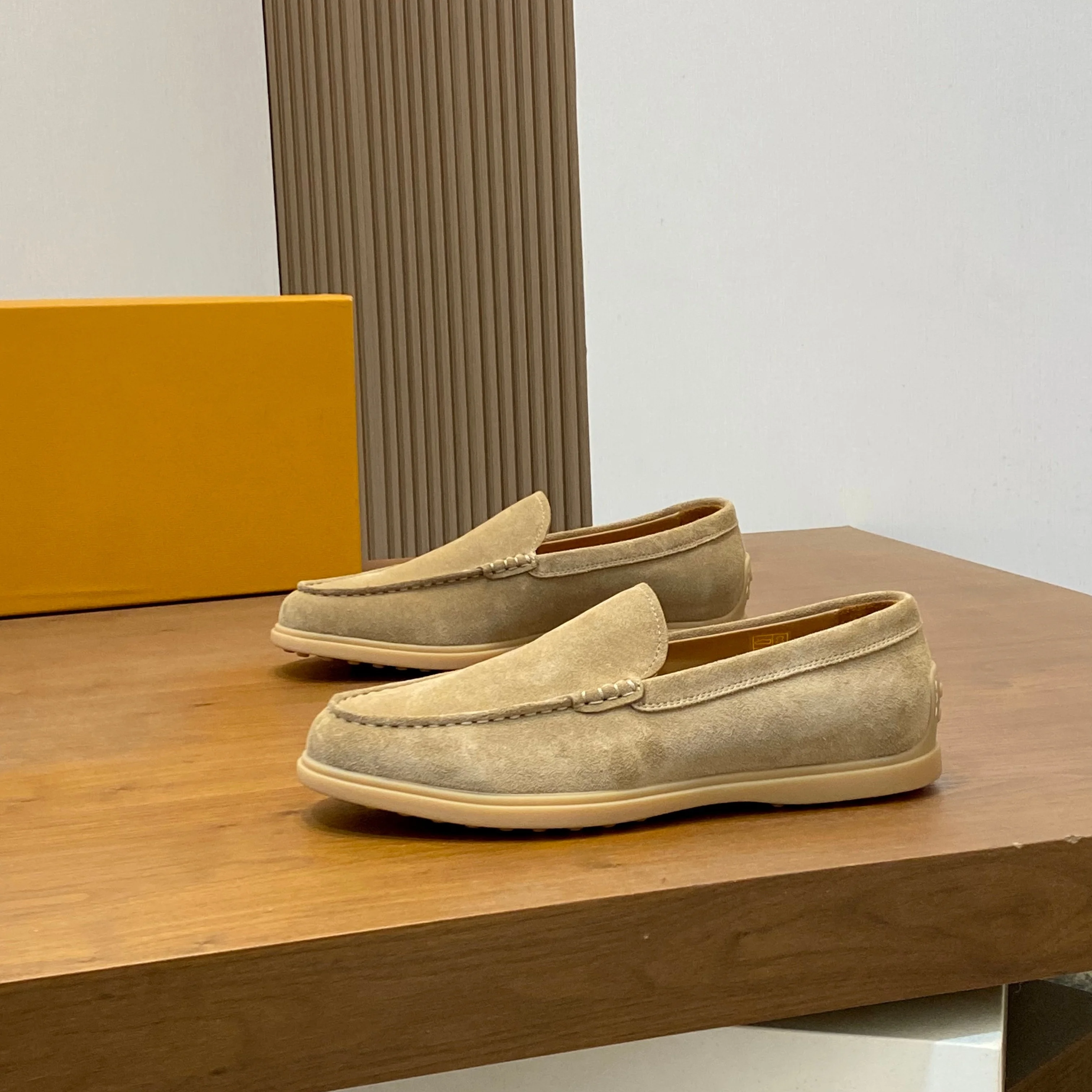 New Arrival Men Matte Suede Loafers,Solid Color Flat Slip On Lazy Shoes,Fashion Casual Daily Walking Footwear,Soft Non Slip Sole