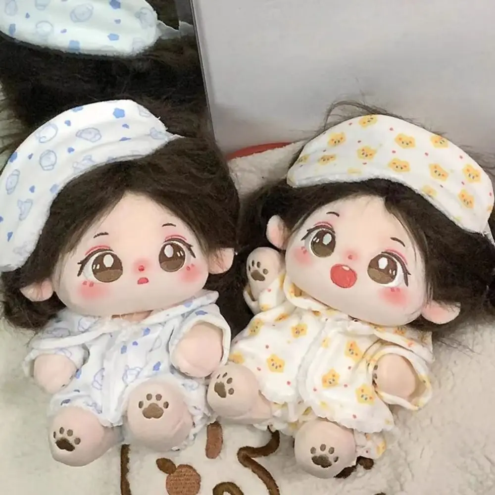 15cm/20cm Cotton Doll Pajamas With Eye Mask Cartoon Doll Sleep Clothes Replacement Cute Bathrobe Dolls Accessories