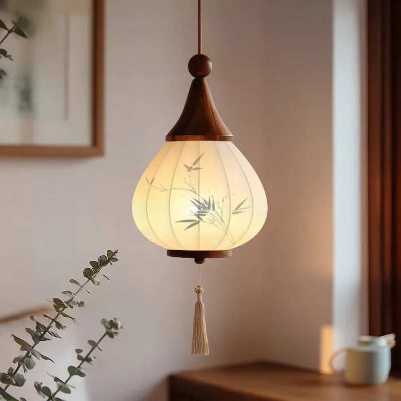 

Подвесной светильник в китайском стиле для проживания в семье, деревянный стиль, украшение для спальни, прикроватная лампа, барная стойка, проход, фойе, светильники