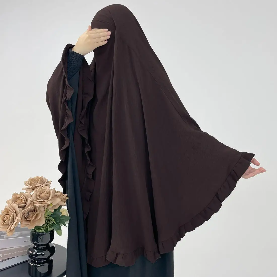 

Рамадан Химар Мусульманские Женщины Оборки Хиджаб Платок Исламская Головной Убор Никаб Миттєвый Шарф Шали Ид Джеллаба Молитва Одежда Новый