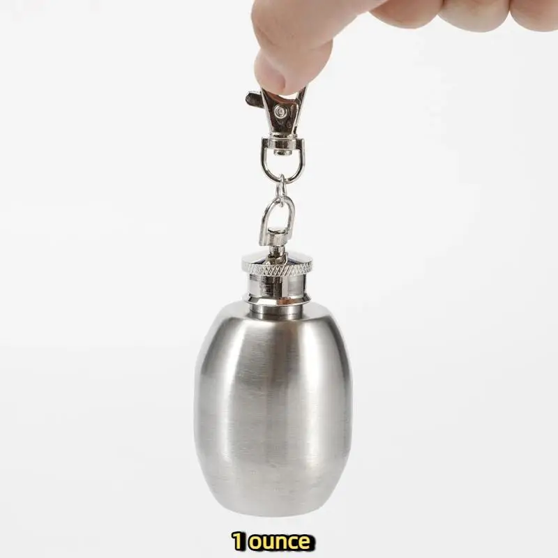 Mini 1oz Edelstahl-Hüftflasche mit Schlüsselanhänger, Leicht und Langlebig – Detail 12