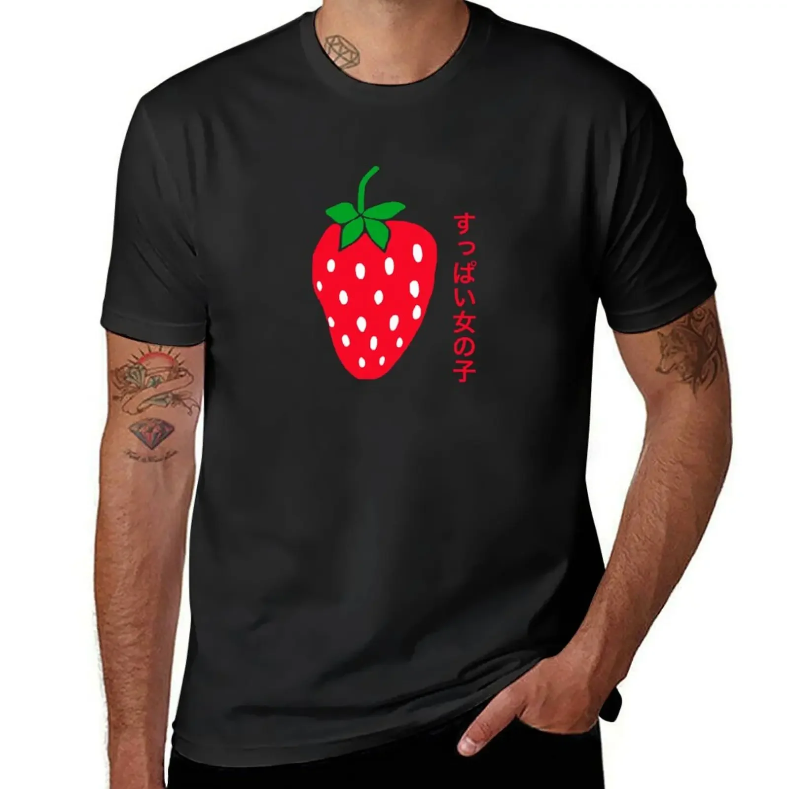 Cute Strawberry Ichigo Japanese Suppai Girls T-Shirt Short sleeve tee graphics for a boy T-shirts for men cotton