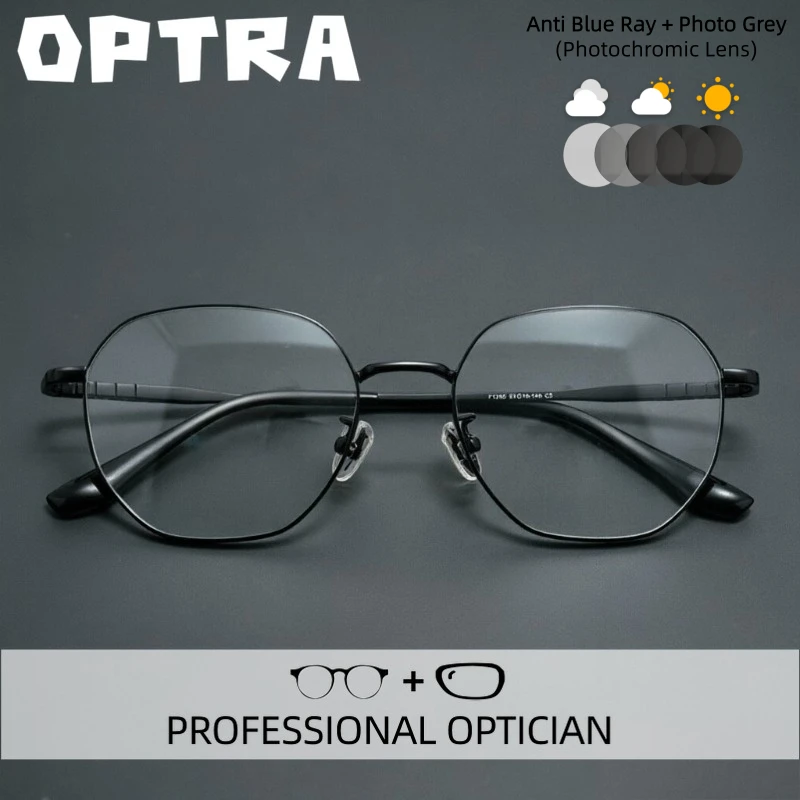 

OPTRA Ultralight Design Reading Glasses Men Anti Blue Ray Myopia Photochromic Eyeglasses Customized Prescription Optical Eyewear