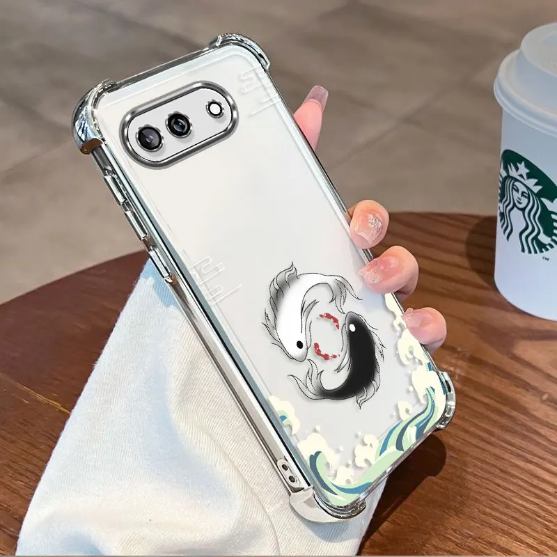 Защитный чехол с покрытием для Google Pixel 10A Pixel 10 Pro XL, чехол из ТПУ с противоударной защитой по четырем углам и узором в виде рыбы.
