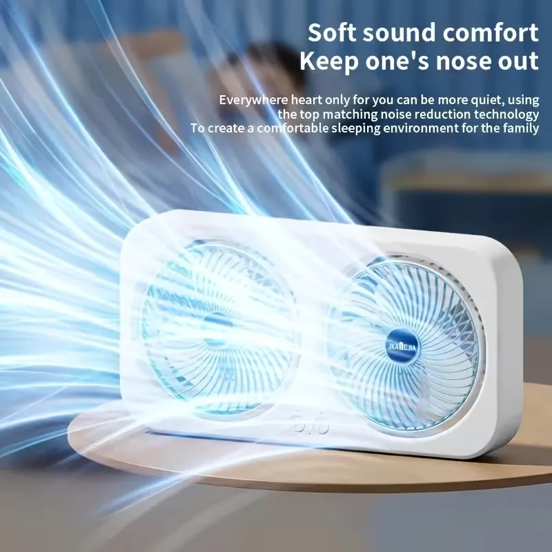 Dualer USB-Lade-Tischventilator, tragbar, wandmontierbar, leise, einstellbar, 3 Geschwindigkeiten, Kühlventilator für Wohnheim, Zuhause, Büro