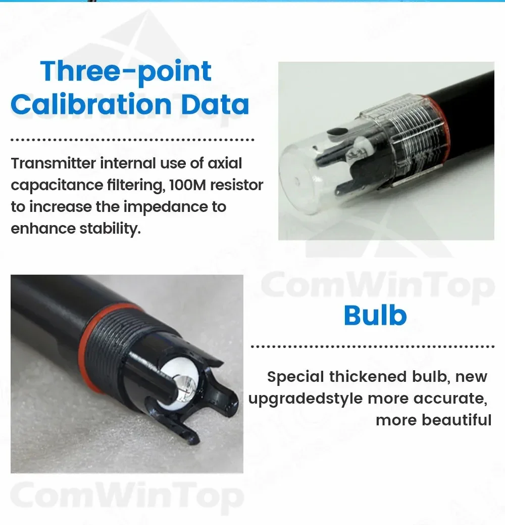 Water PH EC Electrode Probe 2-in-1 RS485 Sensor Detector Industrial Sewage Monitor for Agricultural Aquaculture