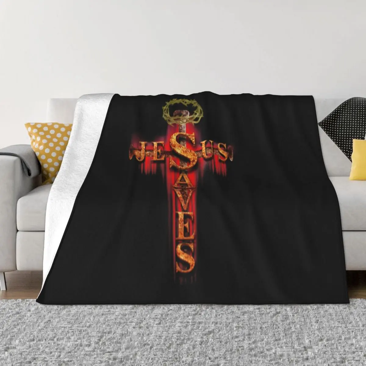 Christ Cross Jesus Saves Fly Fishing Graphic Letter New Arrival Designs Text Plus Size Hot Any Logo Designing Throw Blanket