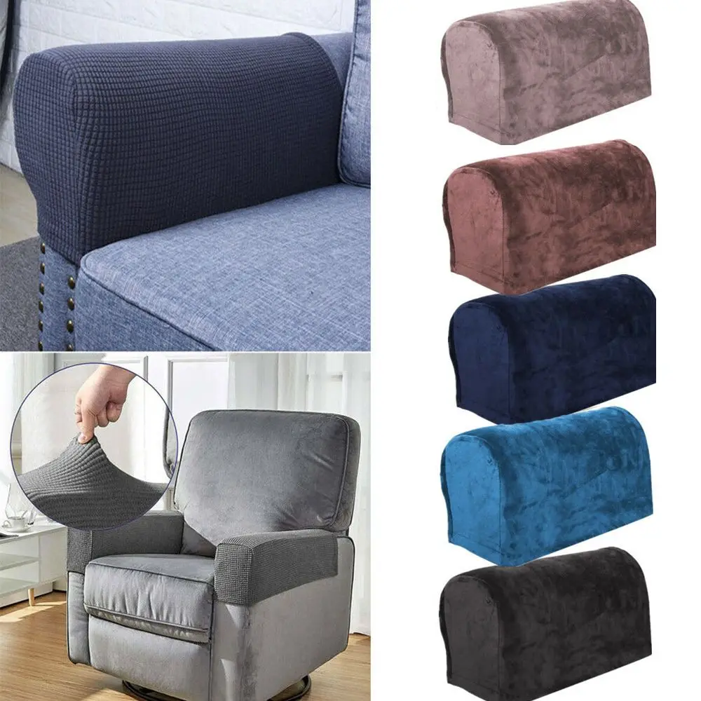 2pcs Faux Silver Fox Velvet Stretch Removable Arm Stretch Sofa Couch Chair Protector Armchair Covers Office Chair Armrest Sleeve