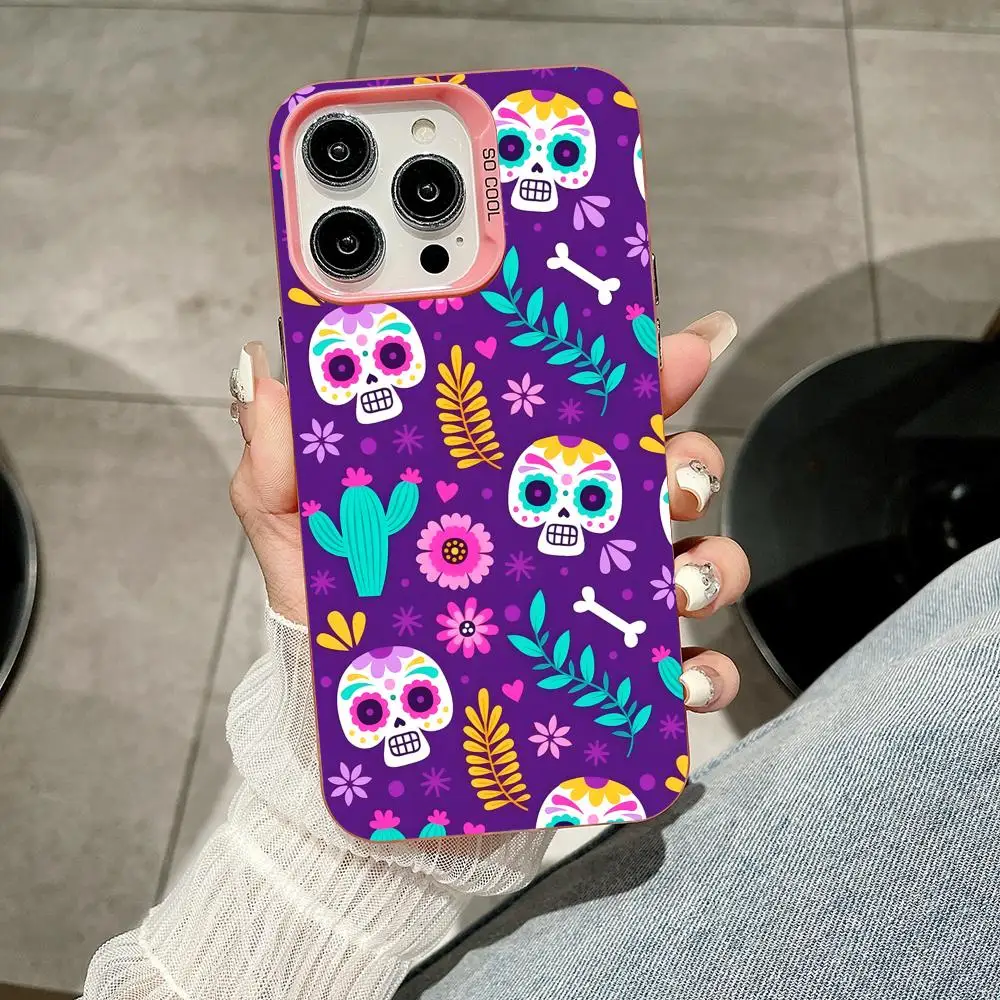 Чехол для мобильного телефона Day of the Dead для iPhone 17, 16, 15, 14, 13, 12, 11 X XR XS 8 7 Pro Max Plus, полупрозрачный розовый чехол, роскошный