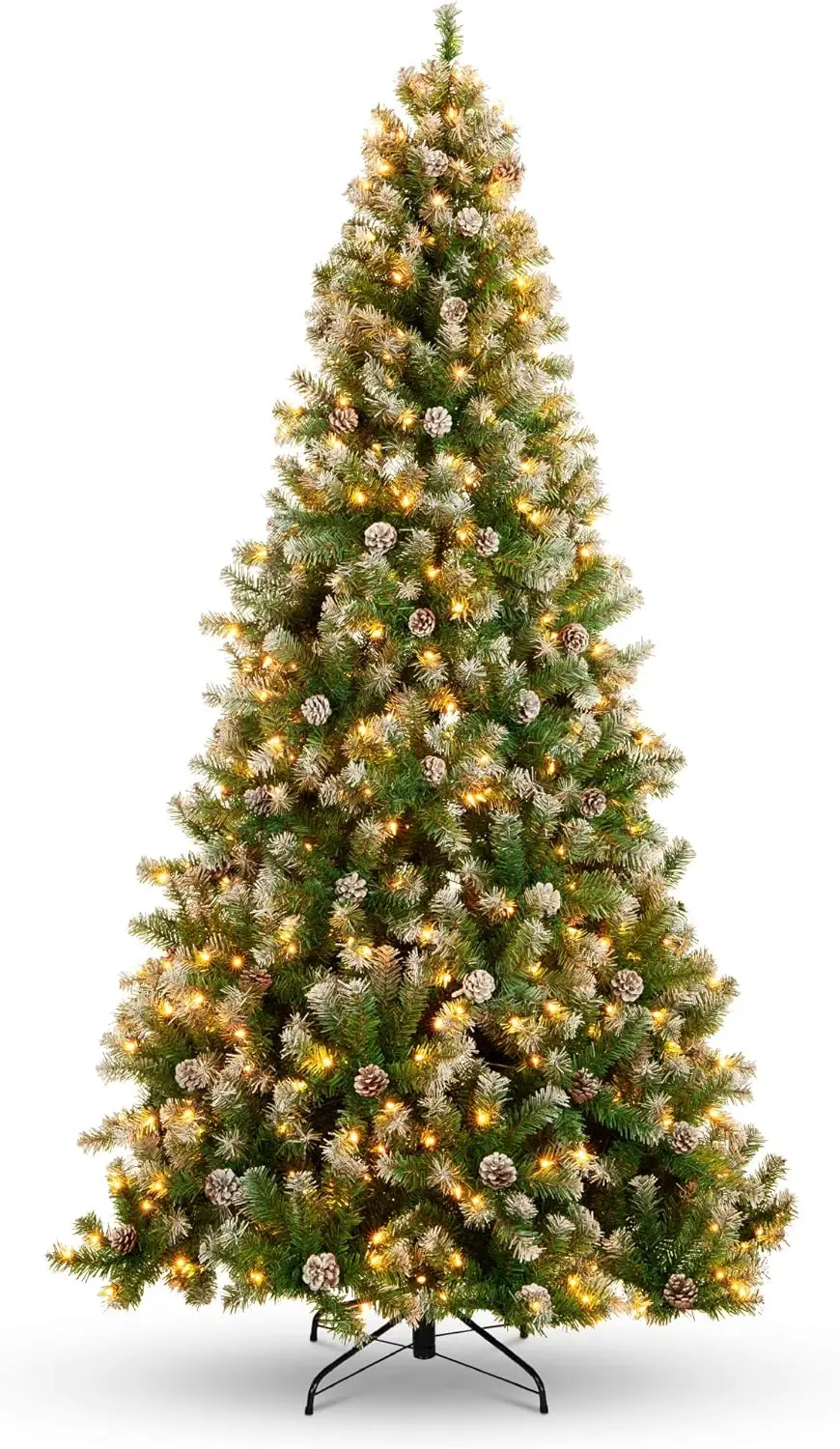 

Best Choice Products 9ft Pre-Lit Pre-Decorated Pine Hinged Artificial Christmas Tree w/ 2,028 Flocked Frosted Tips, 108 Pine