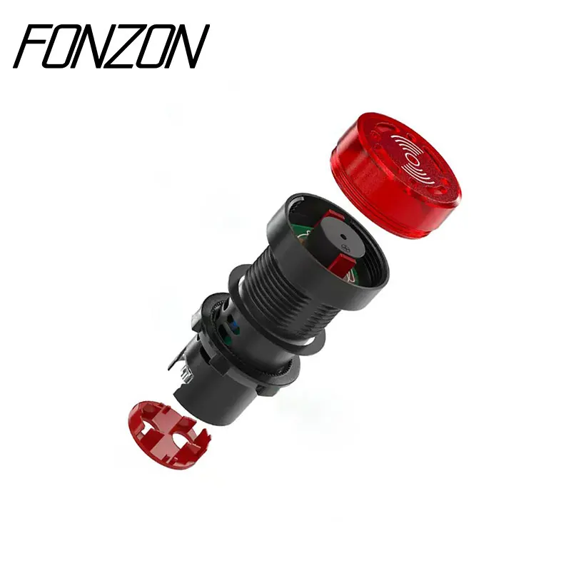 1PCS  22mm Buzzer 12V 24V 110V 220V 380V Flash Signal Light Red LED Active Buzzer Beep Alarm Indicator