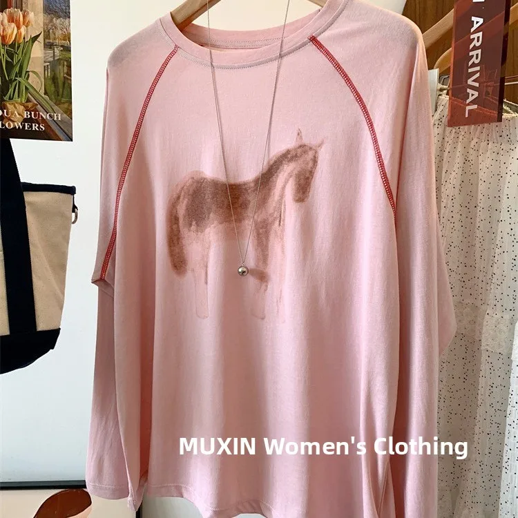 Summer Lightweight Loose Women's Sun Protection Long Sleeve T-Shirt  Print Casual round Neck Twist Flower Polyester