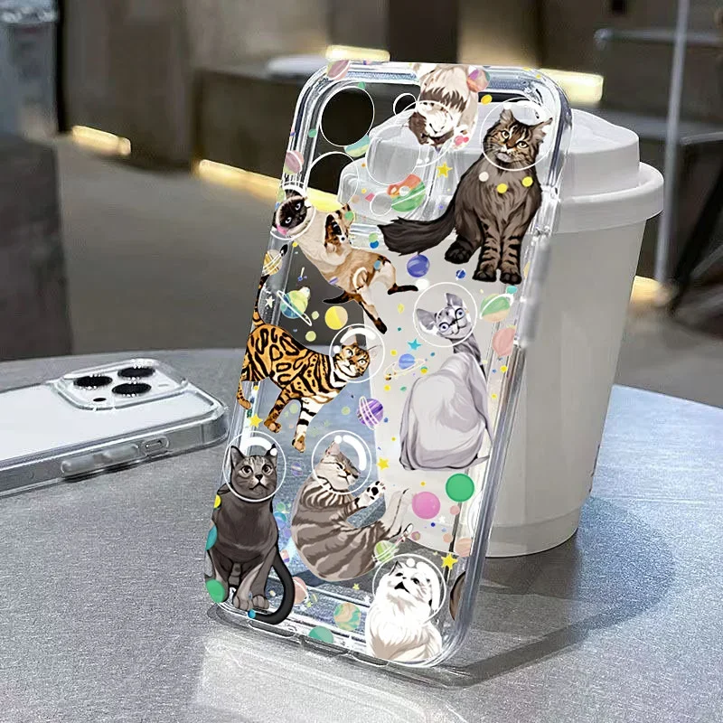 Graffiti Cartoon Dogs Cats Clear Case For Samsung Galaxy A54 5G A55 A35 A34 A15 S26 Plus S24 Ultra S23 S22 S21 S20 FE A14 Cover