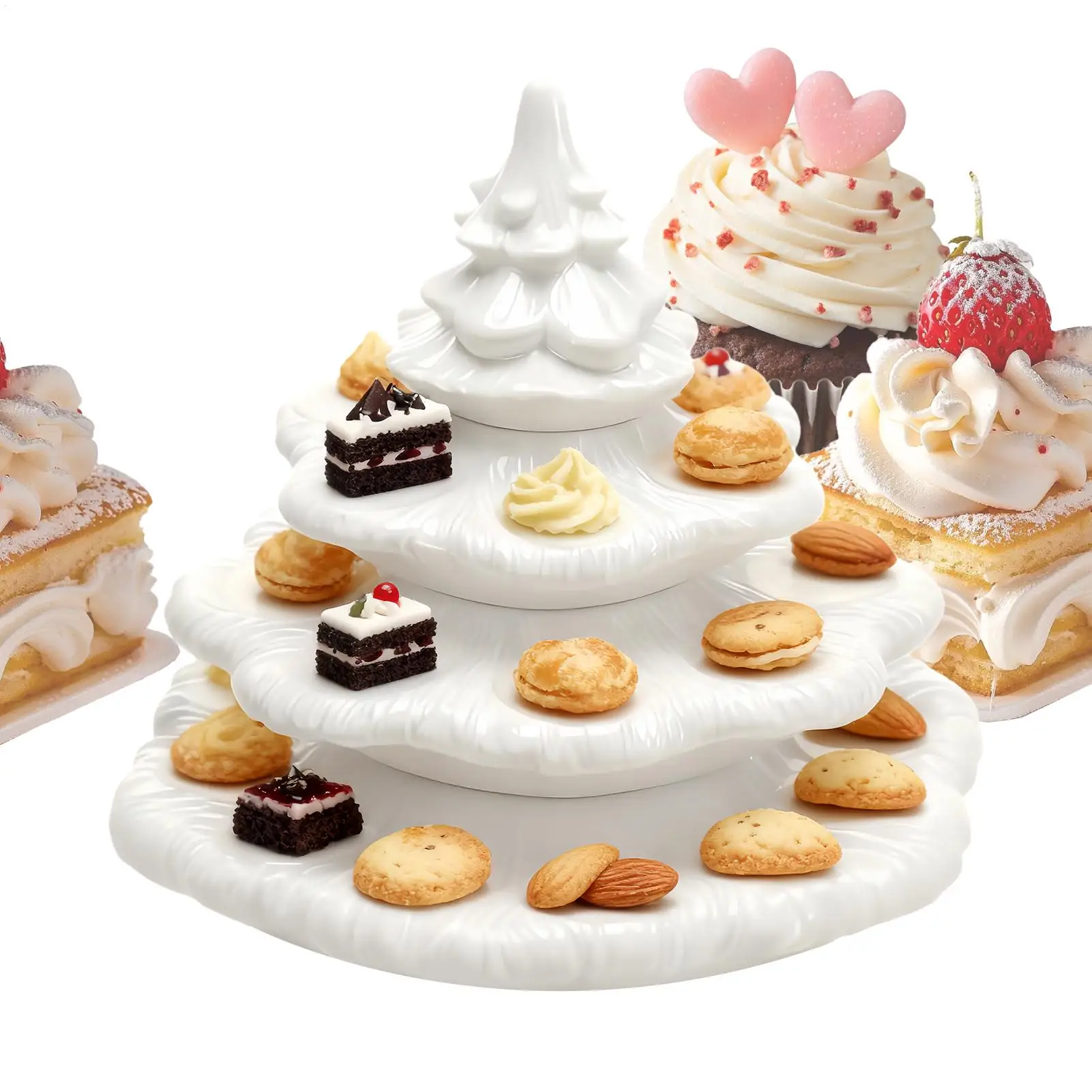 Deviled Egg Holder 4 Layer Resin Christmas Tree Shaped Tableware 26 Hole Deviled Egg Plates Holders for Holiday Gatherings