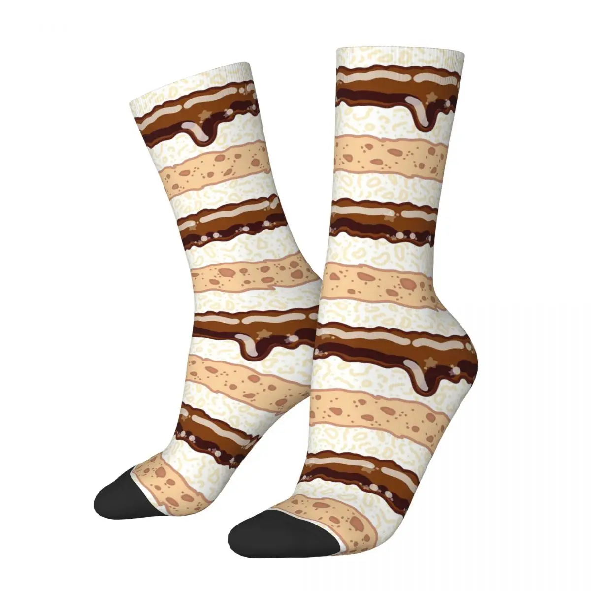 Calcetines Kawaii tipo sándwich de mantequilla de maní Nutella de Chocolate, medias Harajuku, calcetines largos para todas las estaciones, regalo de cumpleaños Unisex