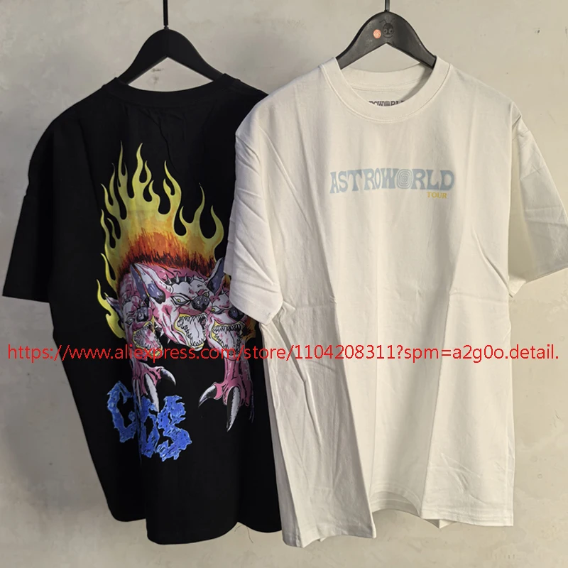 2026 American Style Cactus Jack Short Sleeve Tops High Quality Streetwear Hip Hop Pattern Print Utopia T-shirt