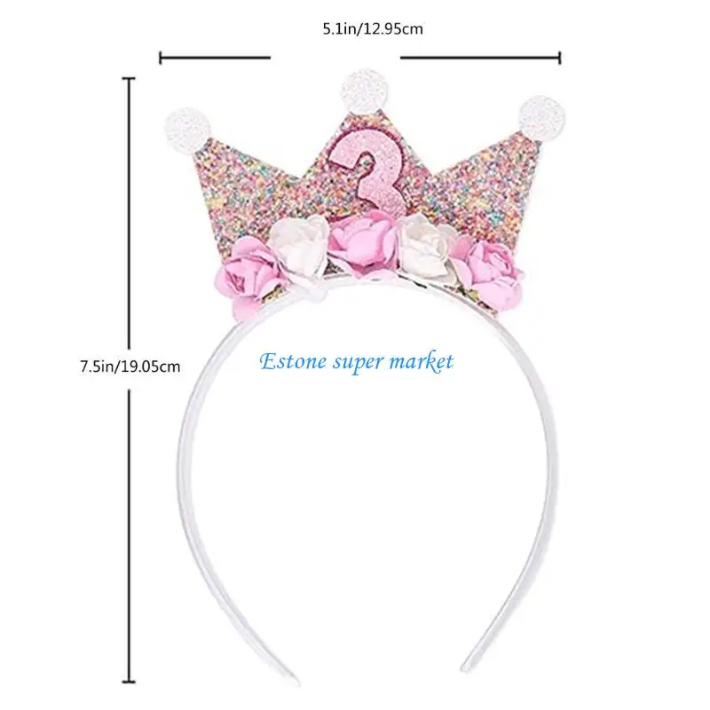 090B Baby Sequined Headbands Crown Birthday Headwear Hairbands Fun Headwear for Photo Studio Photo Props