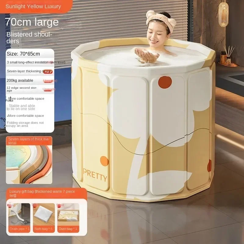 Inflatable Folding Large Bath PVC Portable Bathtub Folded Bucket Adult Tub Baby Children Bathroom Thickening SPA Tubs For Adults