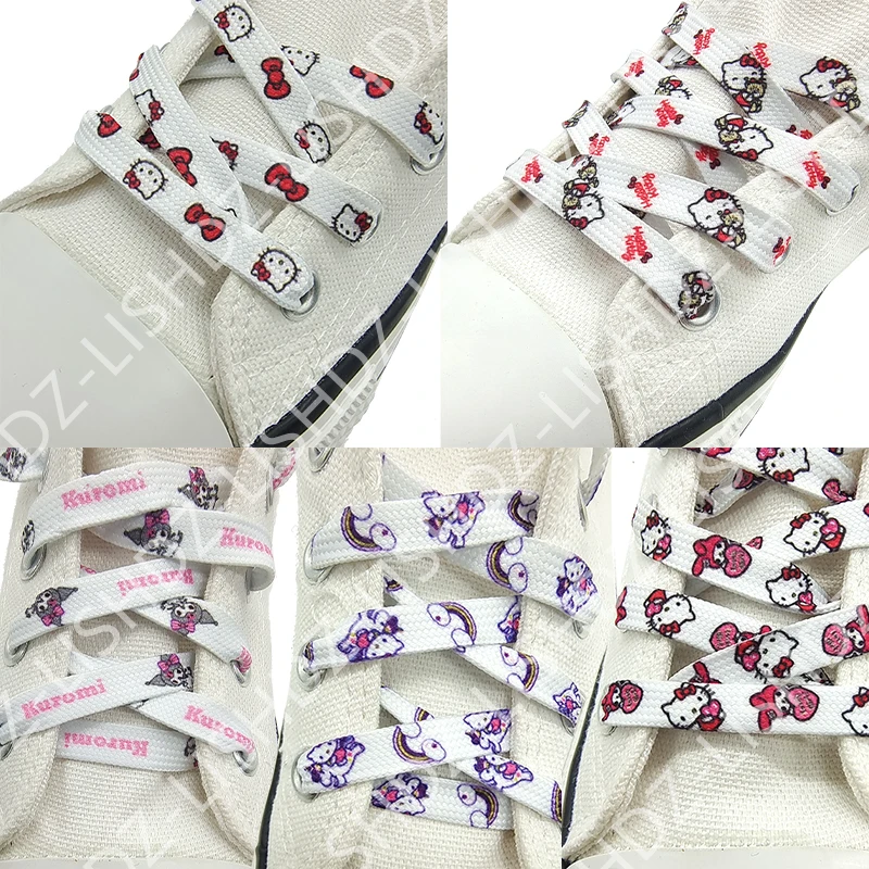 16 Style Anime Kawaii Thicken Shoelaces Kuromi Melody Cinnamoroll Athletic String No Elasticity Flat Sport Shoe Laces Decor Gift