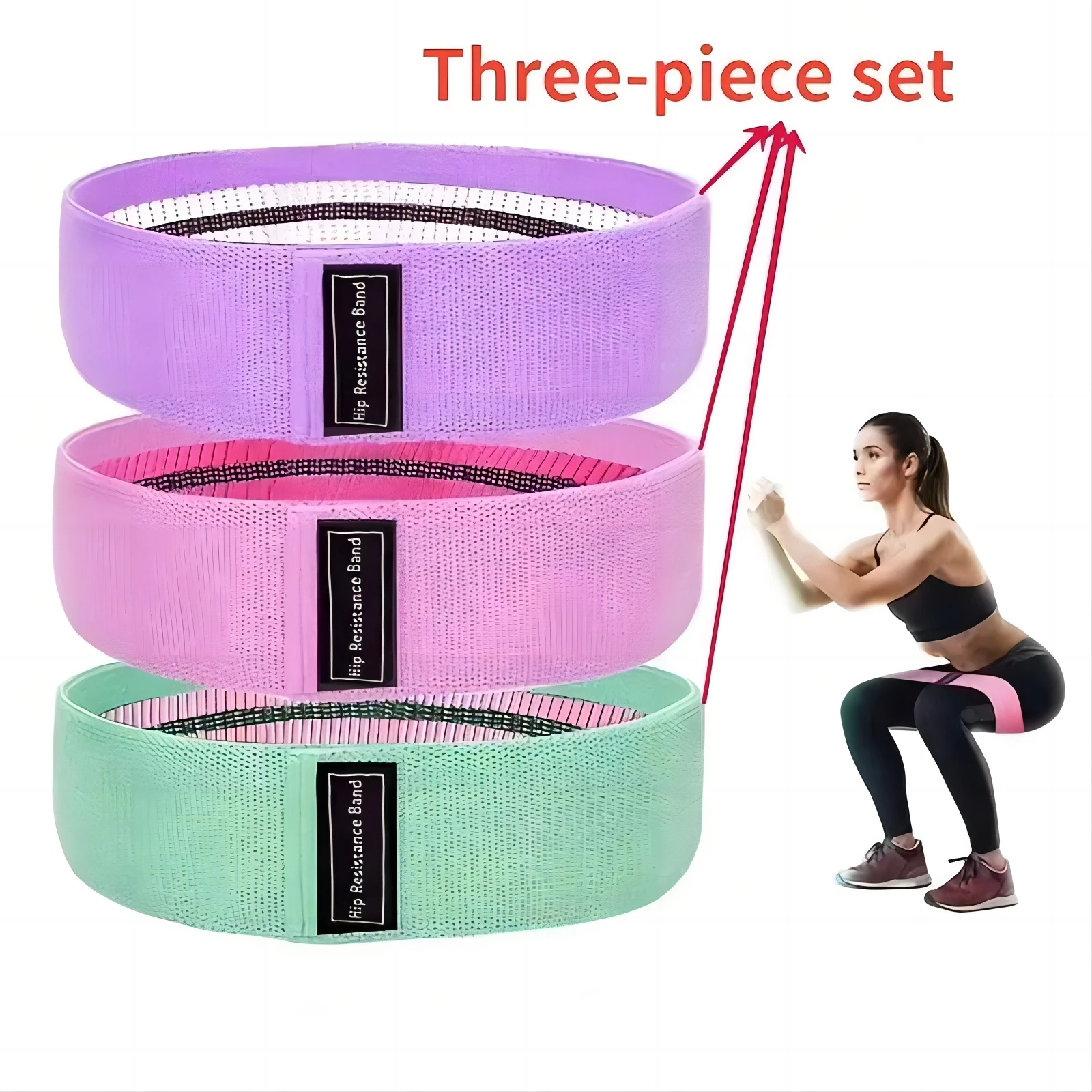 3PCS Elastic Bands Fitness Resistance Bands Yoga Pilates Hip Circle Expander Bands Gym Training Home Workout Equipment