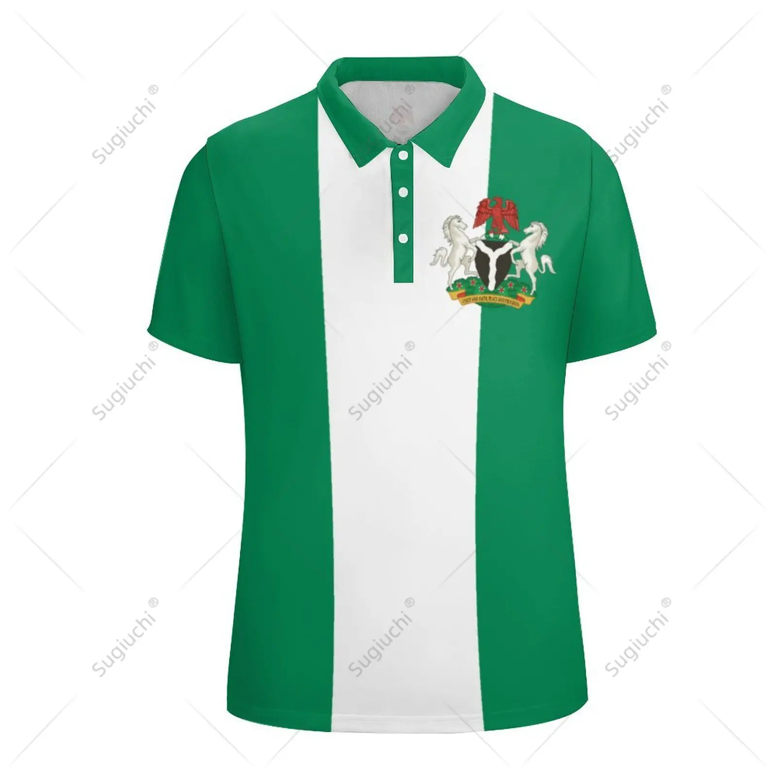 Unisex Polo Shirt Nigeria Flag 3D Print Man Polo Fashion Clothing Tracksuits Short Sleeves