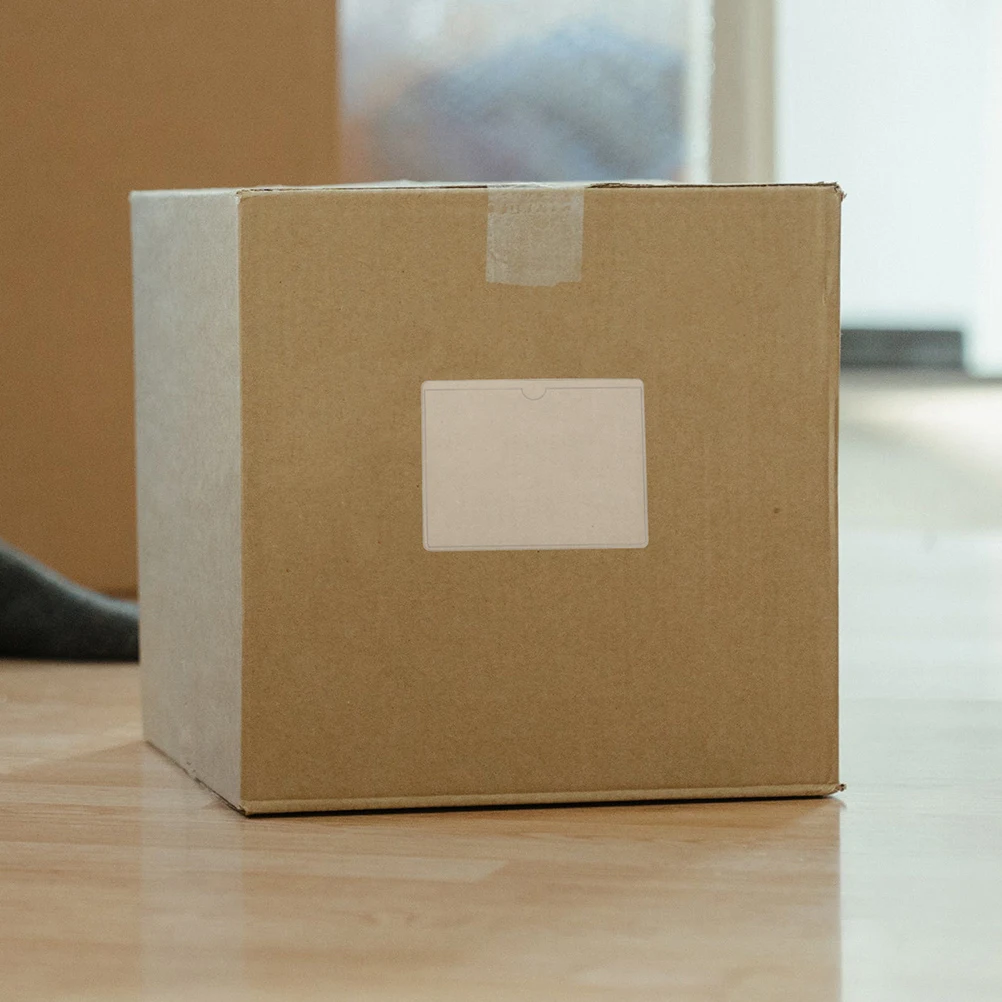 

5 Pcs Practical Adhesive Card Holder Labels Clear Plastic Holders Business Sleeve Sleeves