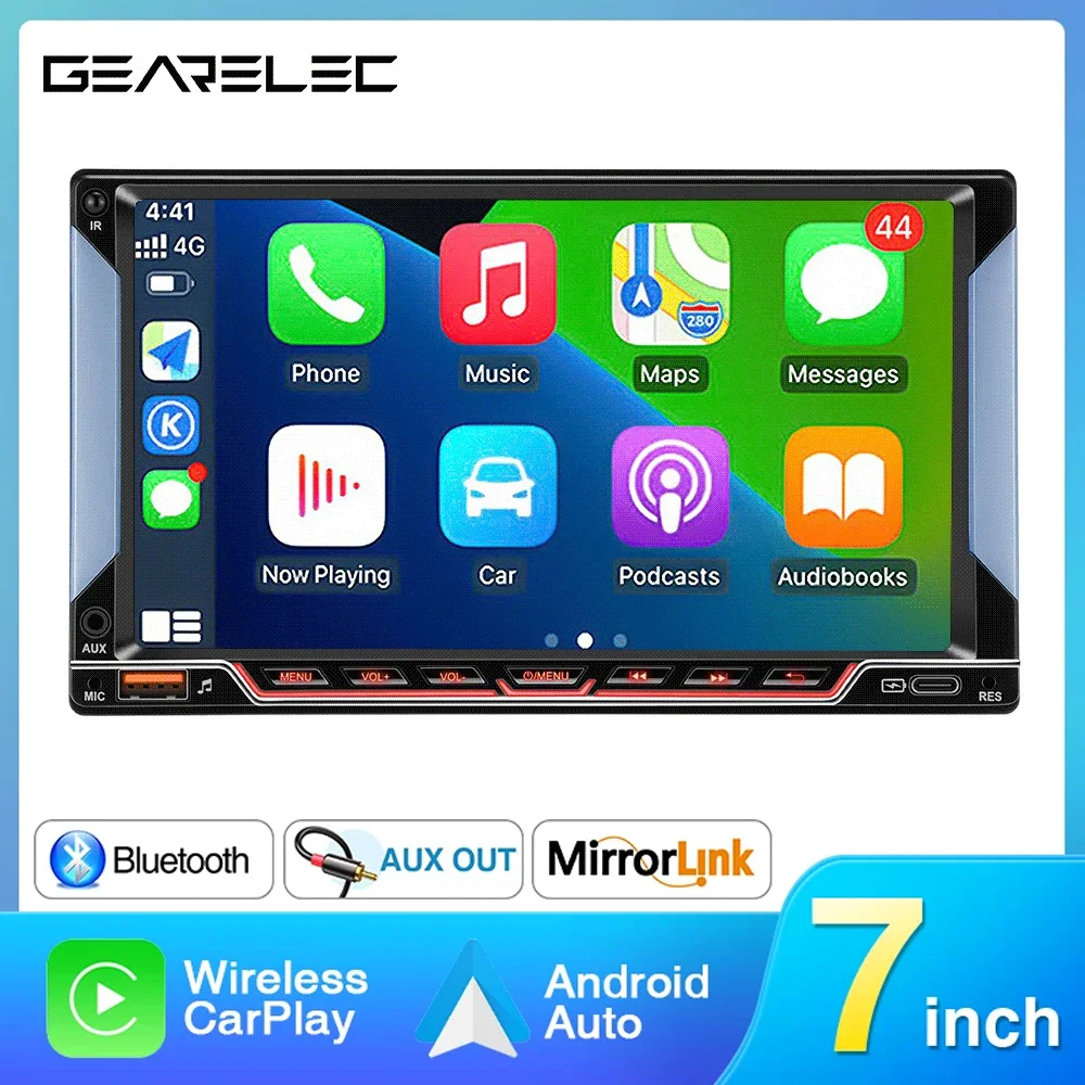 GEARELEC  2 Din Car Radio Android 12 Wireless CarPlay Android Auto Car Radio Autoradio GPS WiFi Multimedia Player For VW Golf