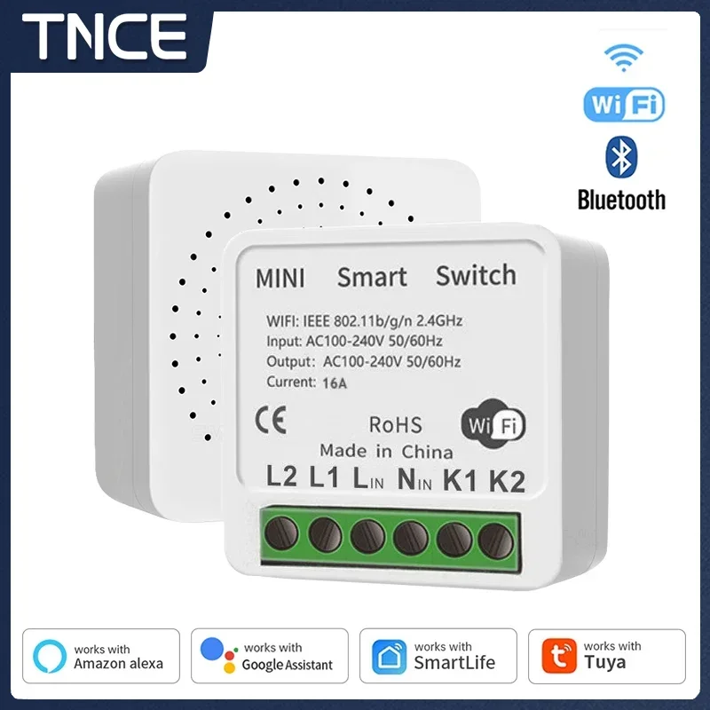 TNCE Tuya MiNi Breaker Switch 16A,WiFi Relay Timer Wireless Control,Smart Life APP Remote Control Voice With Alexa Google Home