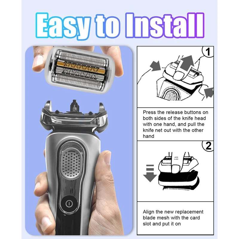 Cabeça de barbear de substituição para Braun 9 Series, Shaver Foil com escova, 9040S, 9080Cc, 9093S, 9095Cc, 9240S, 9242S, 9260S