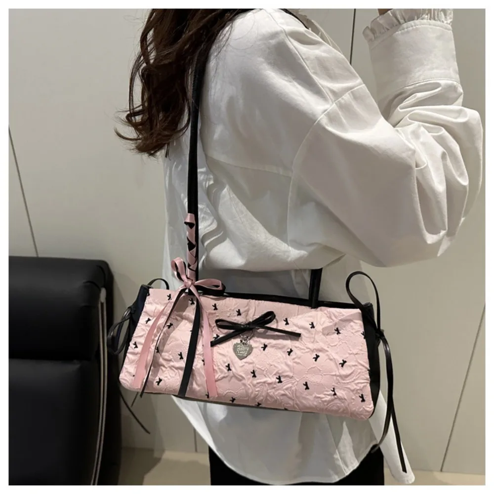 Elegante Damenhandtasche mit koreanischer Schleifendekoration, Nischenstil, PU-Material, quadratische Tasche, Reißverschluss, Unterarmtasche, für den Alltag. – Detail 11