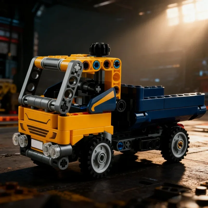 مجموعة مكعبات بناء شاحنة قلابة فنية 2 في 1 من MINISO، لعبة هندسية، مركبة بناء قابلة للبناء أو نموذج حفار للحفارة