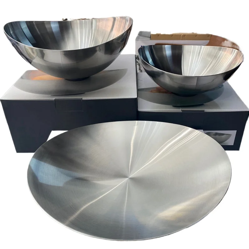 

High-end special-shaped stainless steel fruit and vegetable tray three-piece set of brushed matte molding 18/10