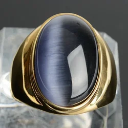 Luxury Women's Ring High Quality Glossy Oval Cat Eye Stone Rings Trendy Anniversary Jewelry Gift Rings for Men Stainless Steel