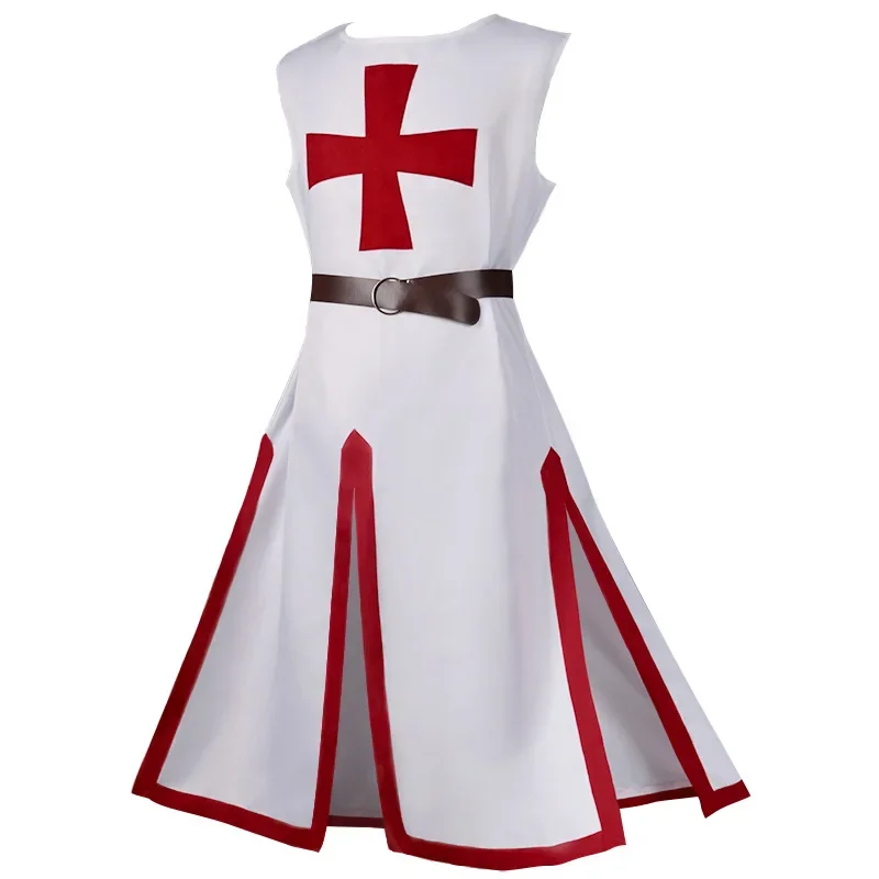 Abiti medievali da uomo Templar Knight Cosplay crociato Surcoat manica lunga manica corta Top rievocazione Costume