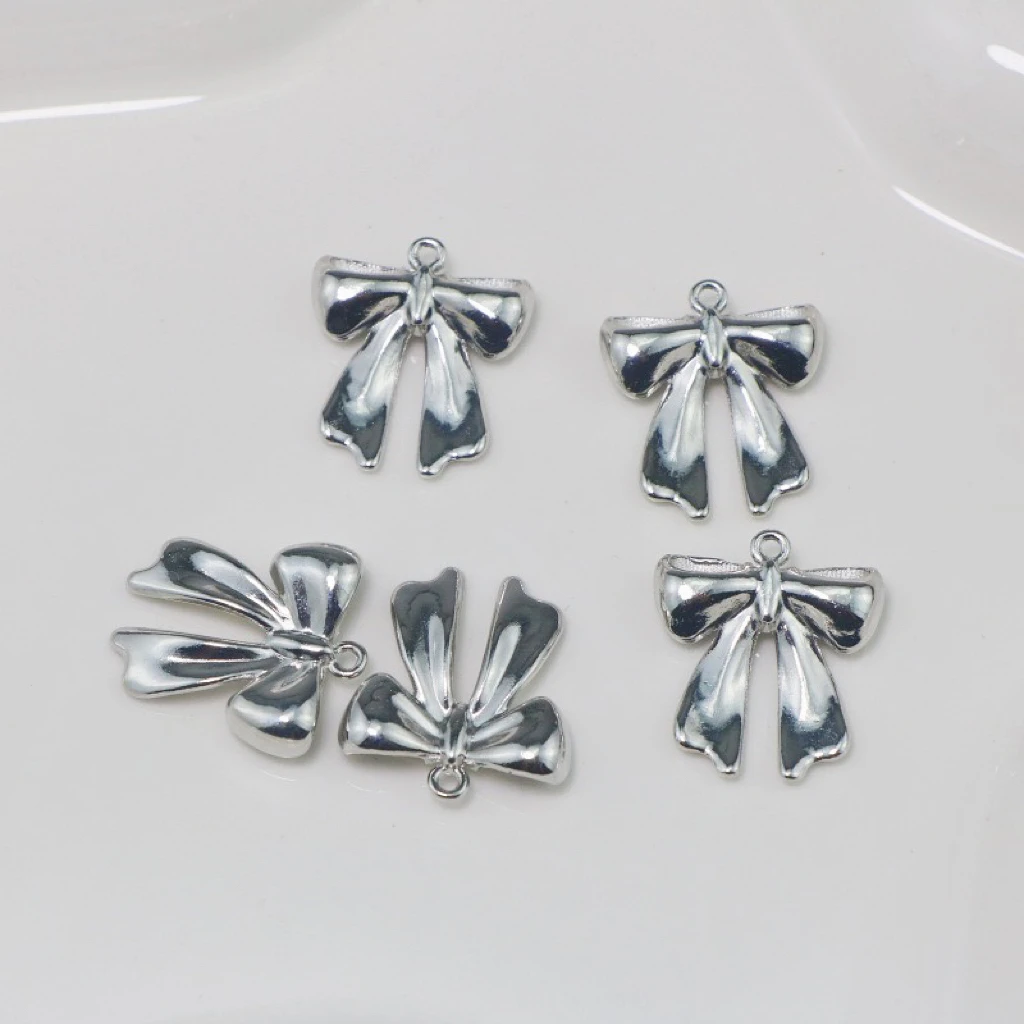 4Pcs Alloy Accessories charms Butterfly Ribbon pendant for Making Diy Bracelet Necklace Handmade Earrings Keychain Accessories