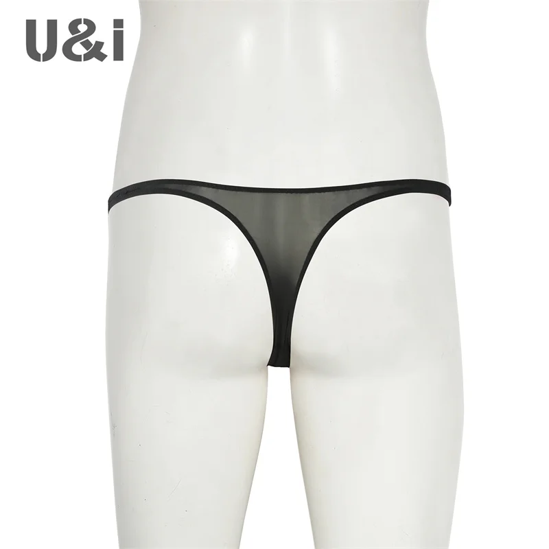 U&I sexy thong for boys, trendy and personalized ultra-thin transparent high elastic nylon 3D small bag t underwear