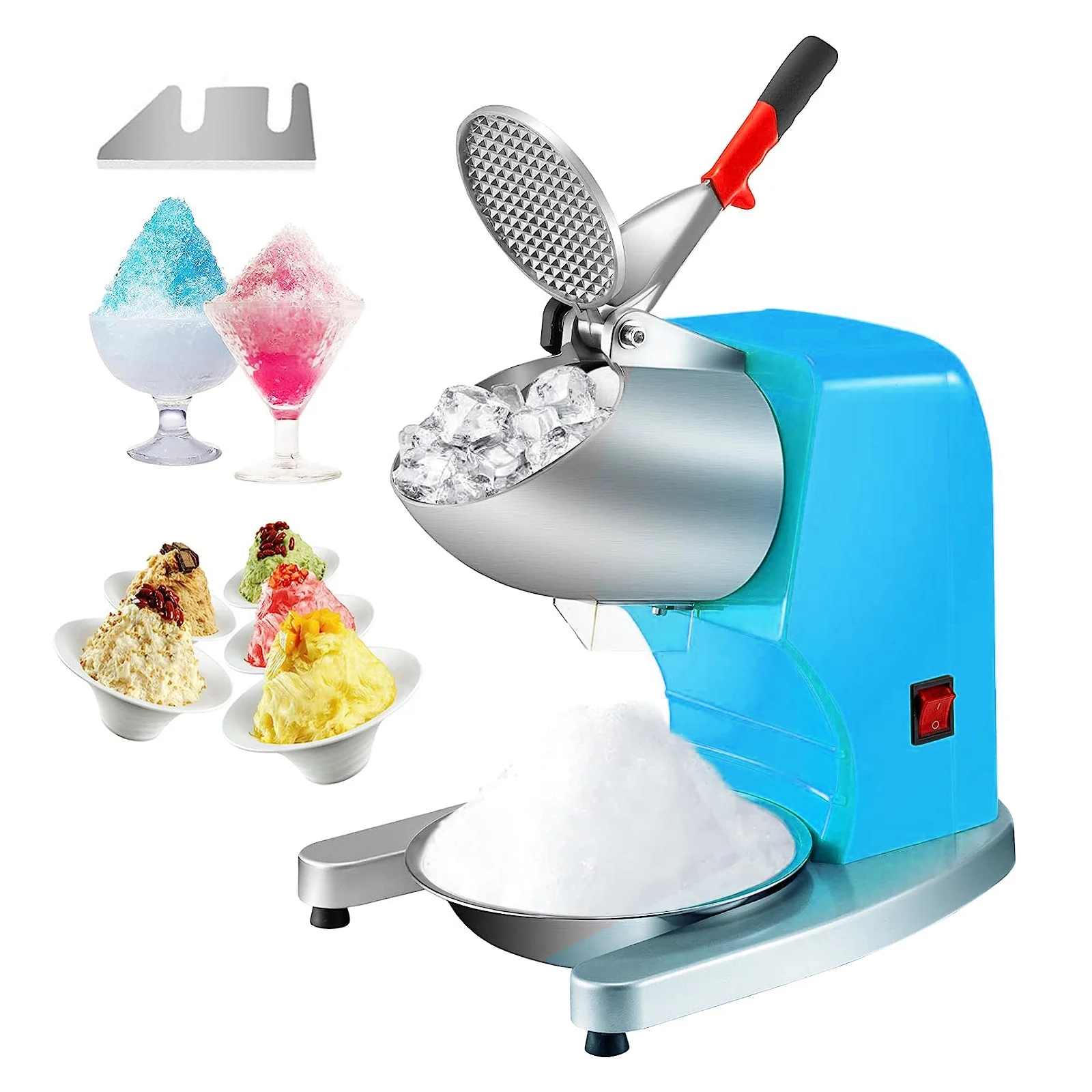 VEVOR Ice Crushers Machine 220lbs Per Hour Electric Snow Cone Maker 4 Blades 300W Ice Shaver Machine for Home and Commercial Use