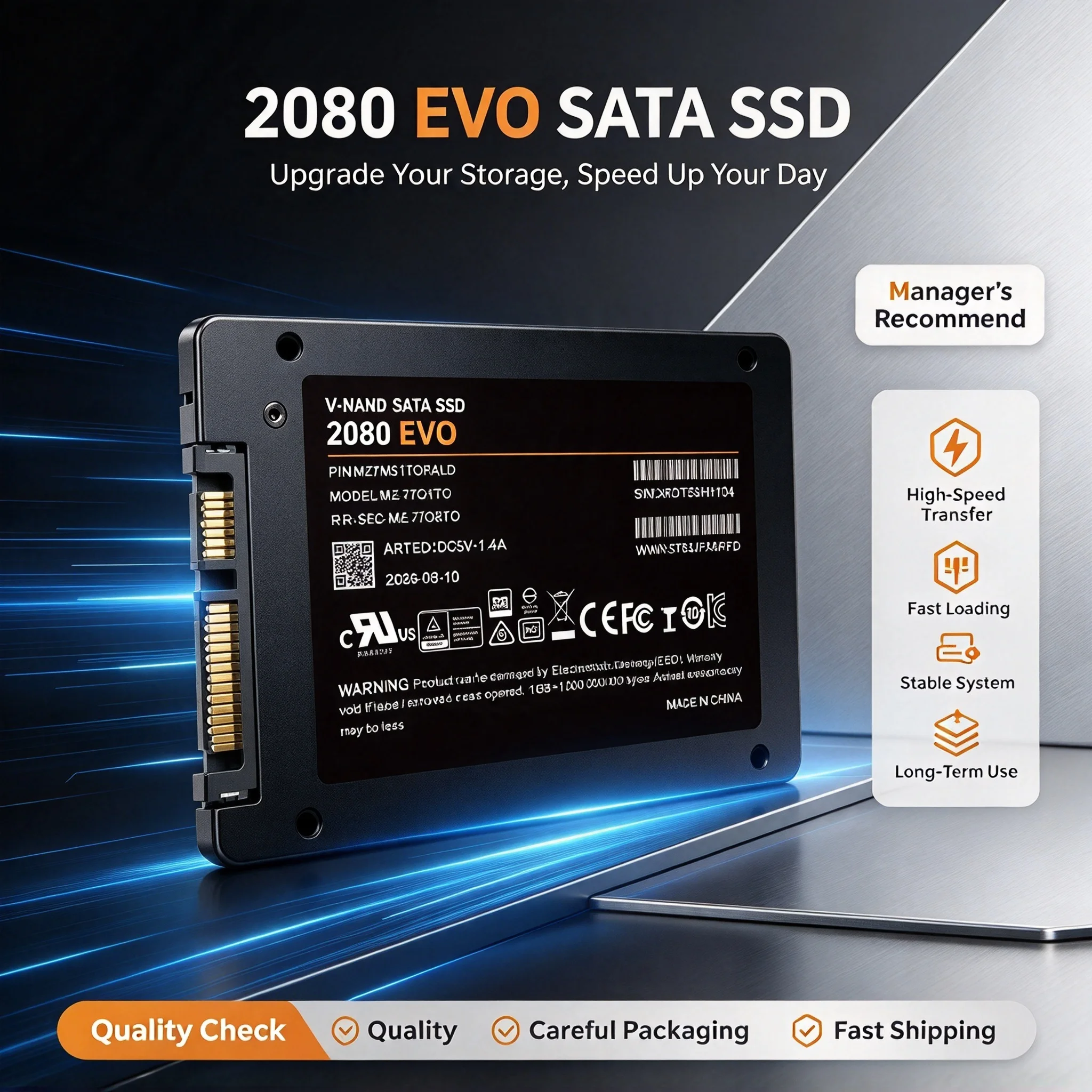 2080 EVO SSD 4TB 2TB 1TB 500GB Internal Solid State Drive Hard Disk SATA III 2.5 Inch MLC for PC Desktop Laptop System Upgrade G