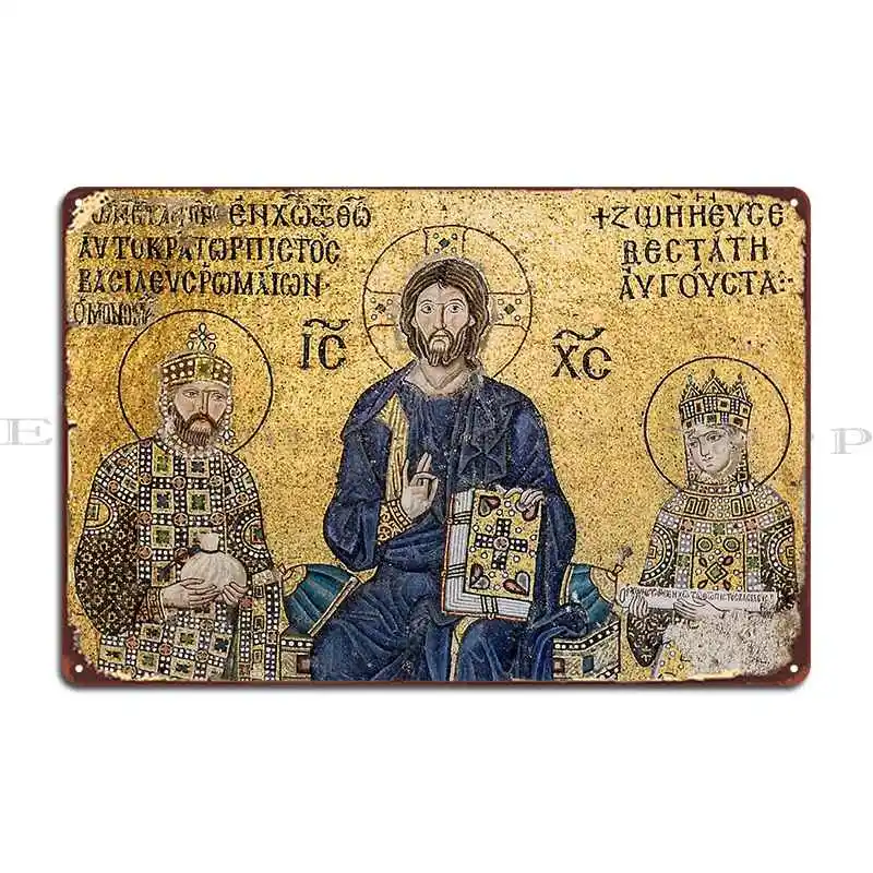 Jesus Christ Pantocrato Mosaic In Hagia Sophia Istanbul Metal Plaque Poster Character Painting Custom Pub Club Tin Sign Poster