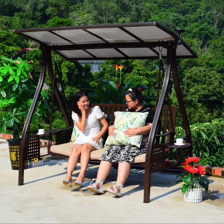 Outdoor swing, solar energy, iron balcony, leisure hanging chair, courtyard, villa, garden, aluminum alloy, two person swing