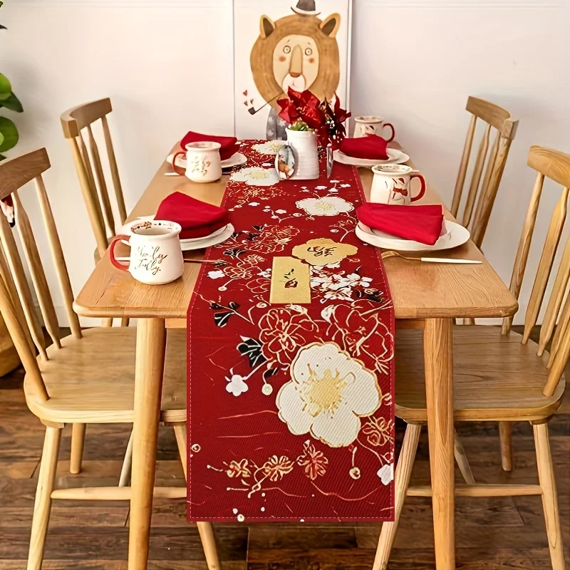1 Piece of Red Heart Table Runner Tablecloth for Valentine's Day, Suitable for Dinner Parties, Holiday Parties, Family Gatherings, Children's Activities, Themed Cafes, Home Decoration, Christmas Markets, Cozy Tea Parties
