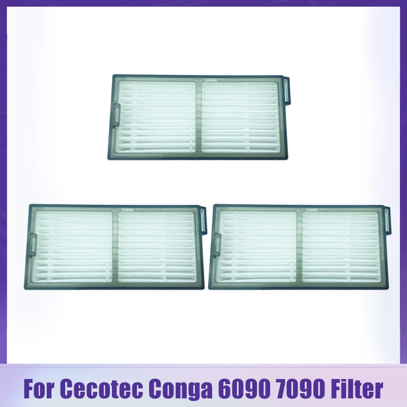 HEPA Filter Parts For Cecotec Conga 6090 7090 Robotic Vacuum Cleaner Accessories Easy To Clean Filter Tool Brush Replacement