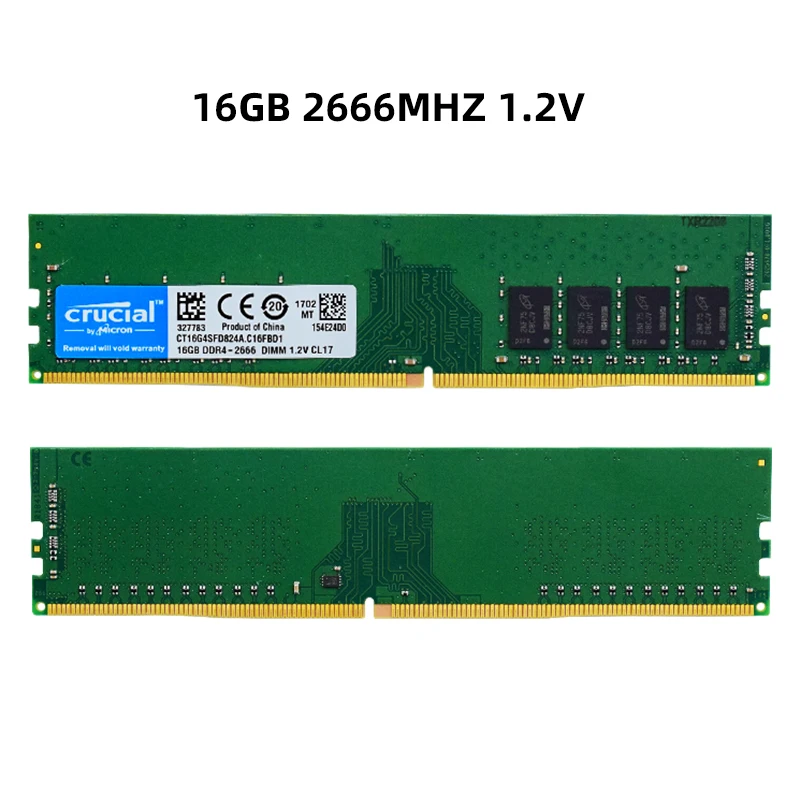 Imagem -03 - Memória Crucial do Desktop Ddr4 16gb 32gb 64gb 2400hmz 2666hmz Pc419200 21300 288 Pin 1.2v