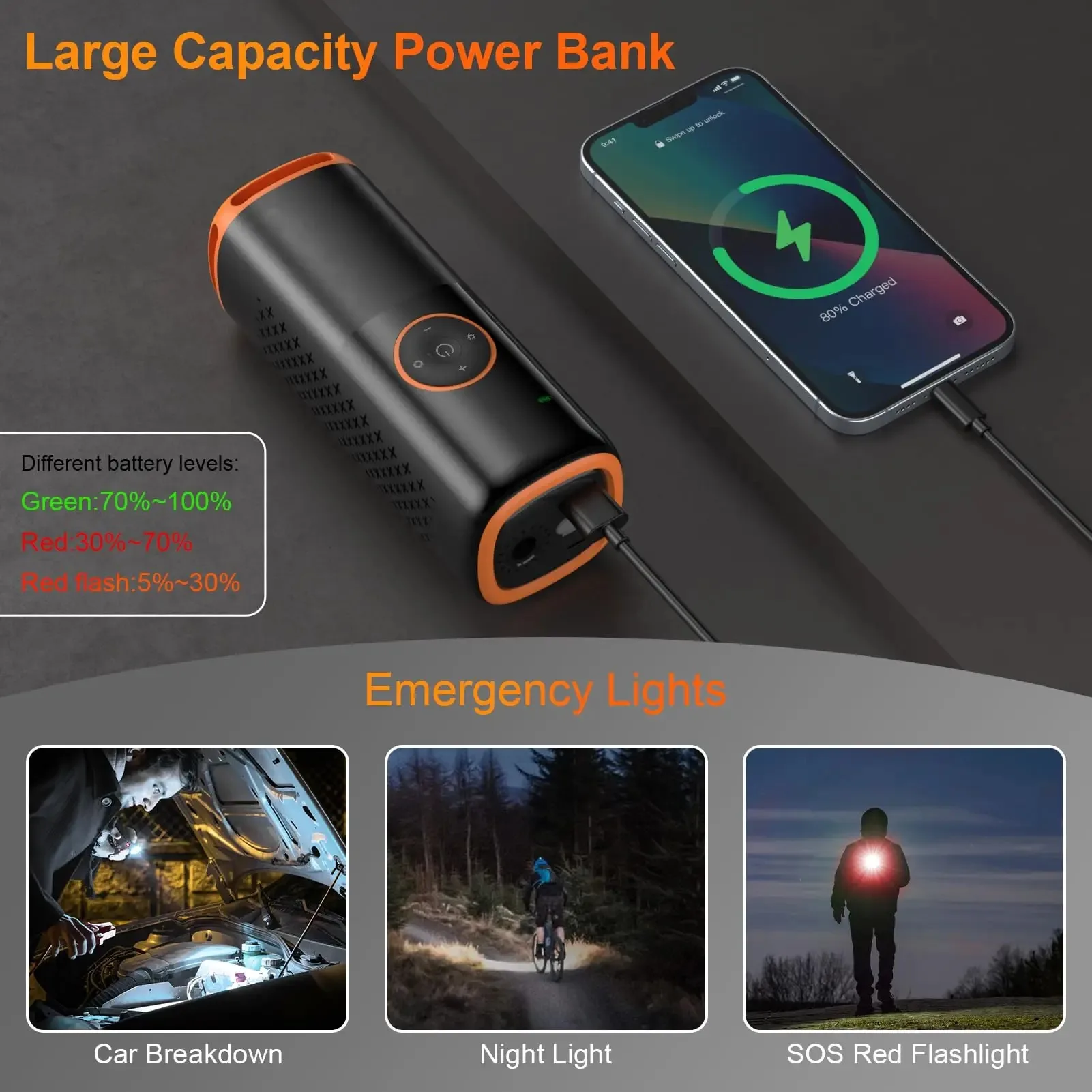 YIJU مضخة هواء سيارة لاسلكية ضاغط هواء محمول لسيارة الدراجات النارية دراجة منفاخ إطارات كهربائي مع شاشة LCD رقمية #5