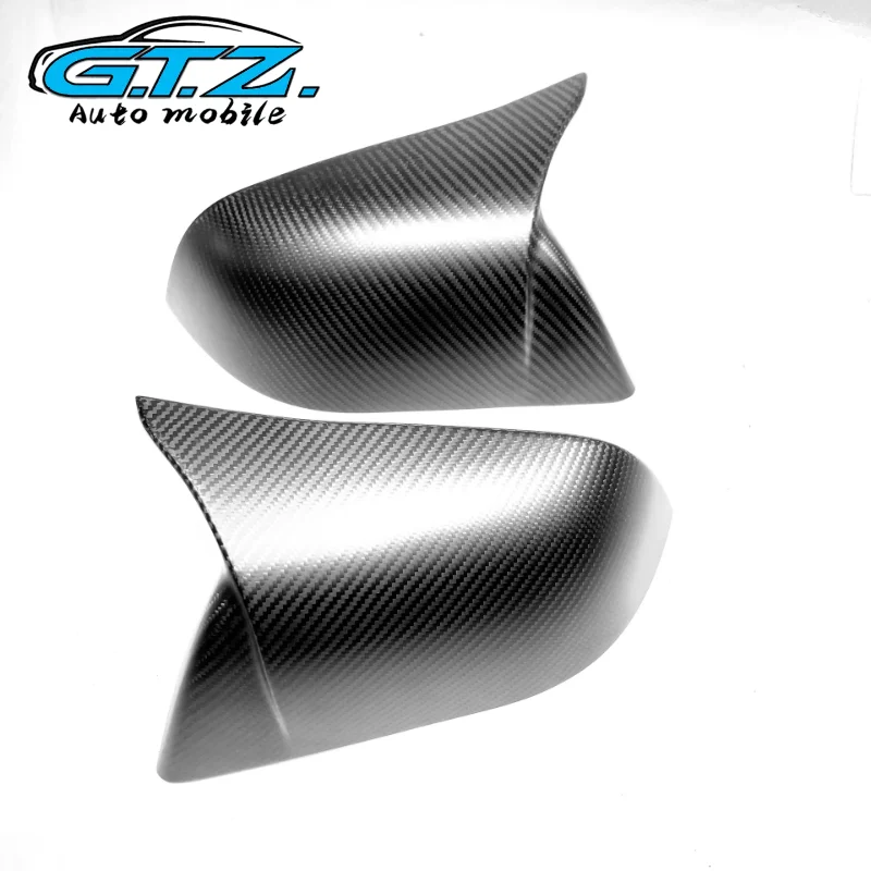 

Dry Carbon Fiber Bull Horn Mirror Covers for Tesla Model 3 2017+ - Glossy 2PCS Set, Exterior Side Rearview Cap Shell